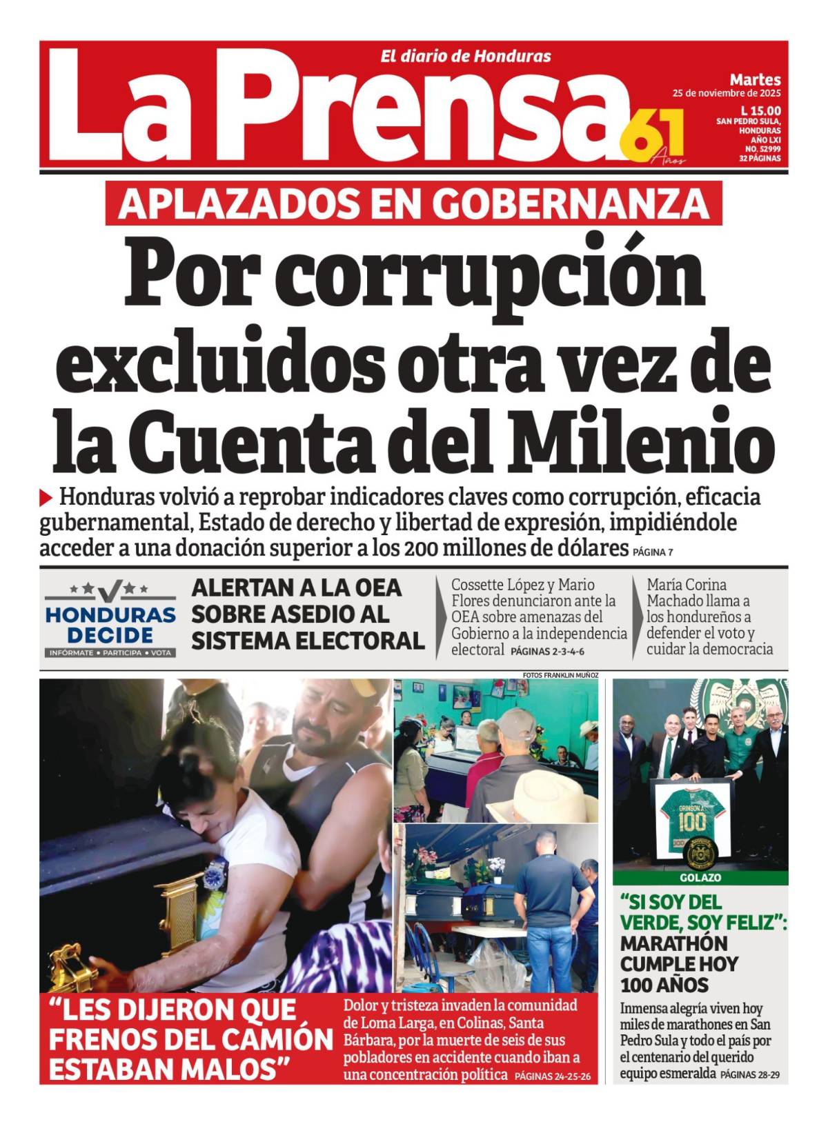 Por corrupción excluidos otra vez de la Cuenta del Milenio