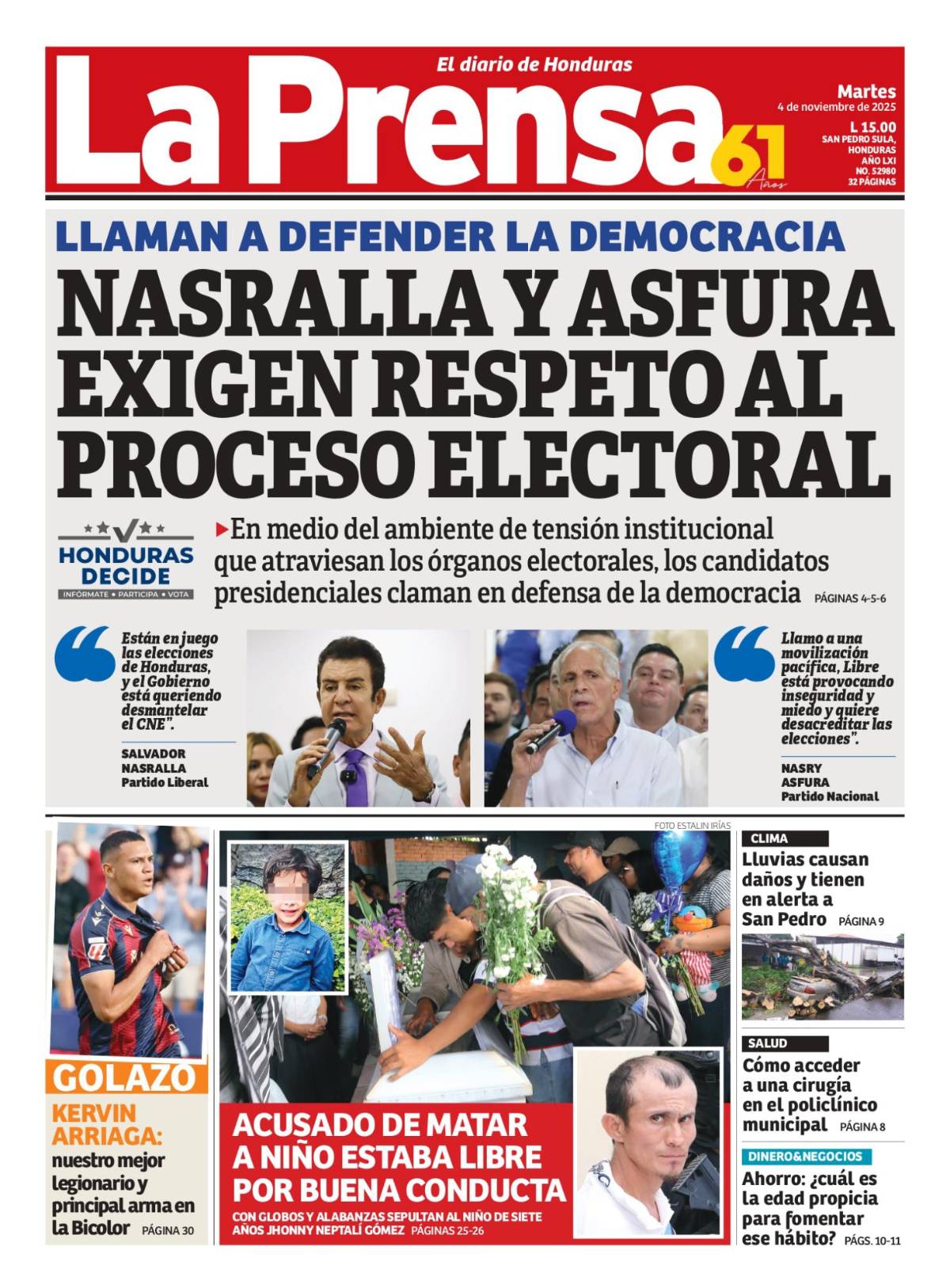 Nasralla y Asfura exigen respeto al proceso electoral