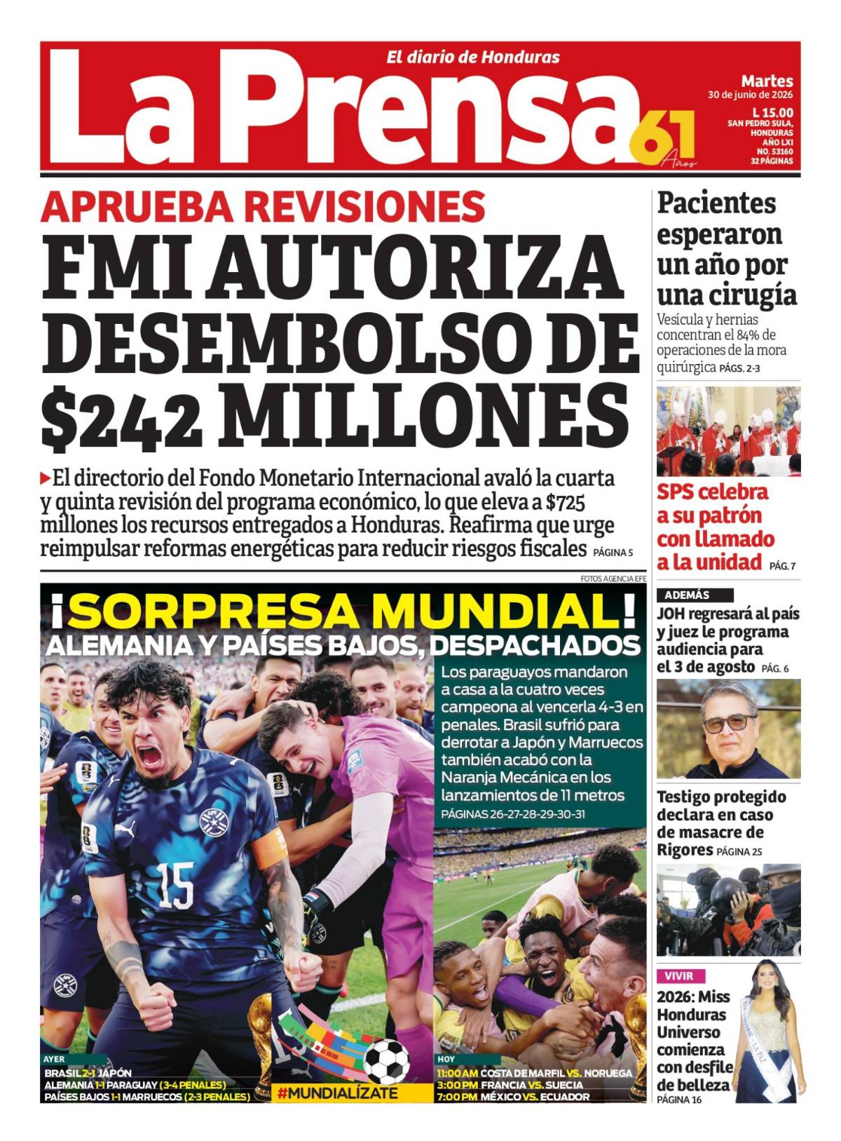 FMI AUTORIZA DESEMBOLSO DE $242 MILLONES