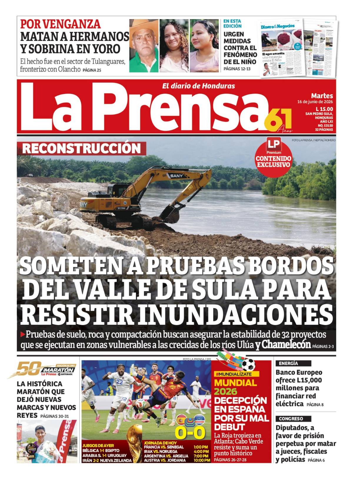 SOMETEN A PRUEBAS BORDOS DEL VALLE DE SULA PARA RESISTIR INUNDACIONES