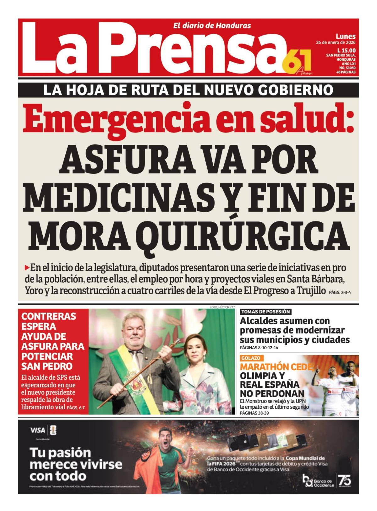 Emergencia en salud: Asfura va por medicinas y fin de mora quirúrgica