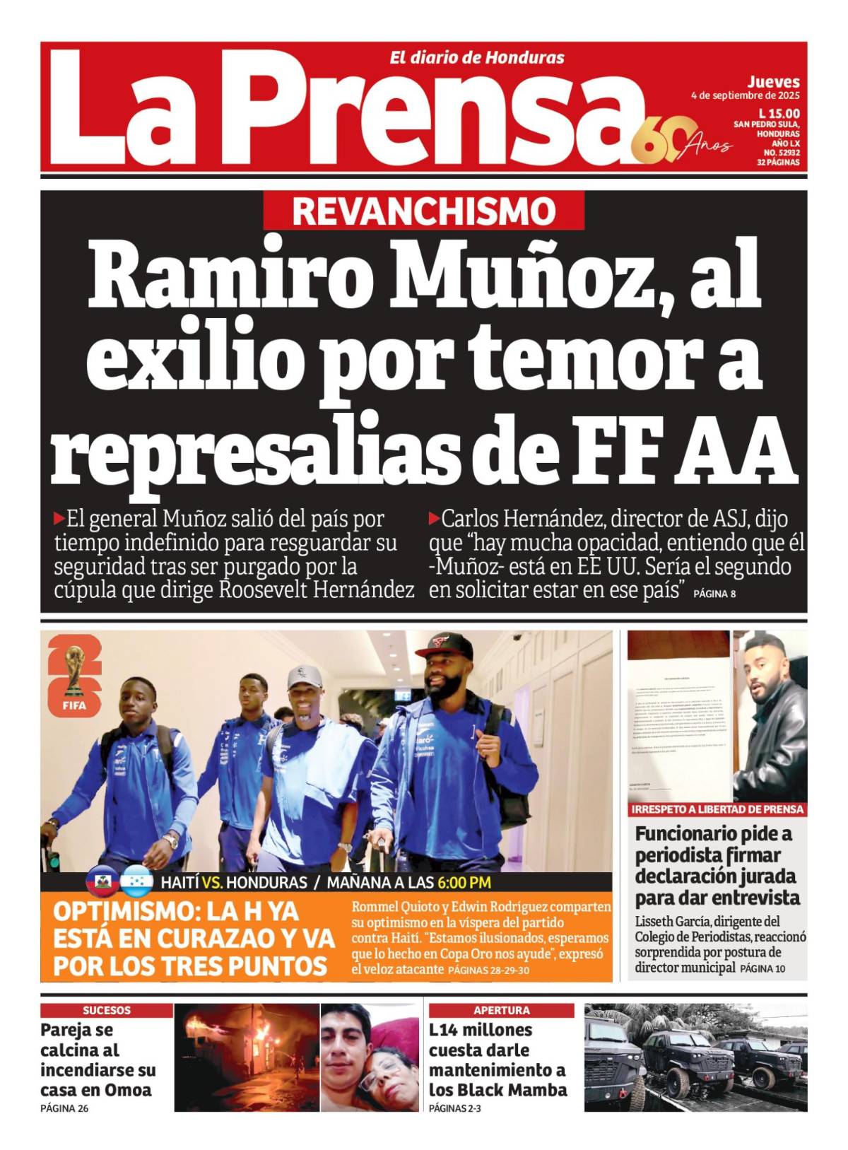 Ramiro Muñoz, al exilio por temor a represalias de FF AA