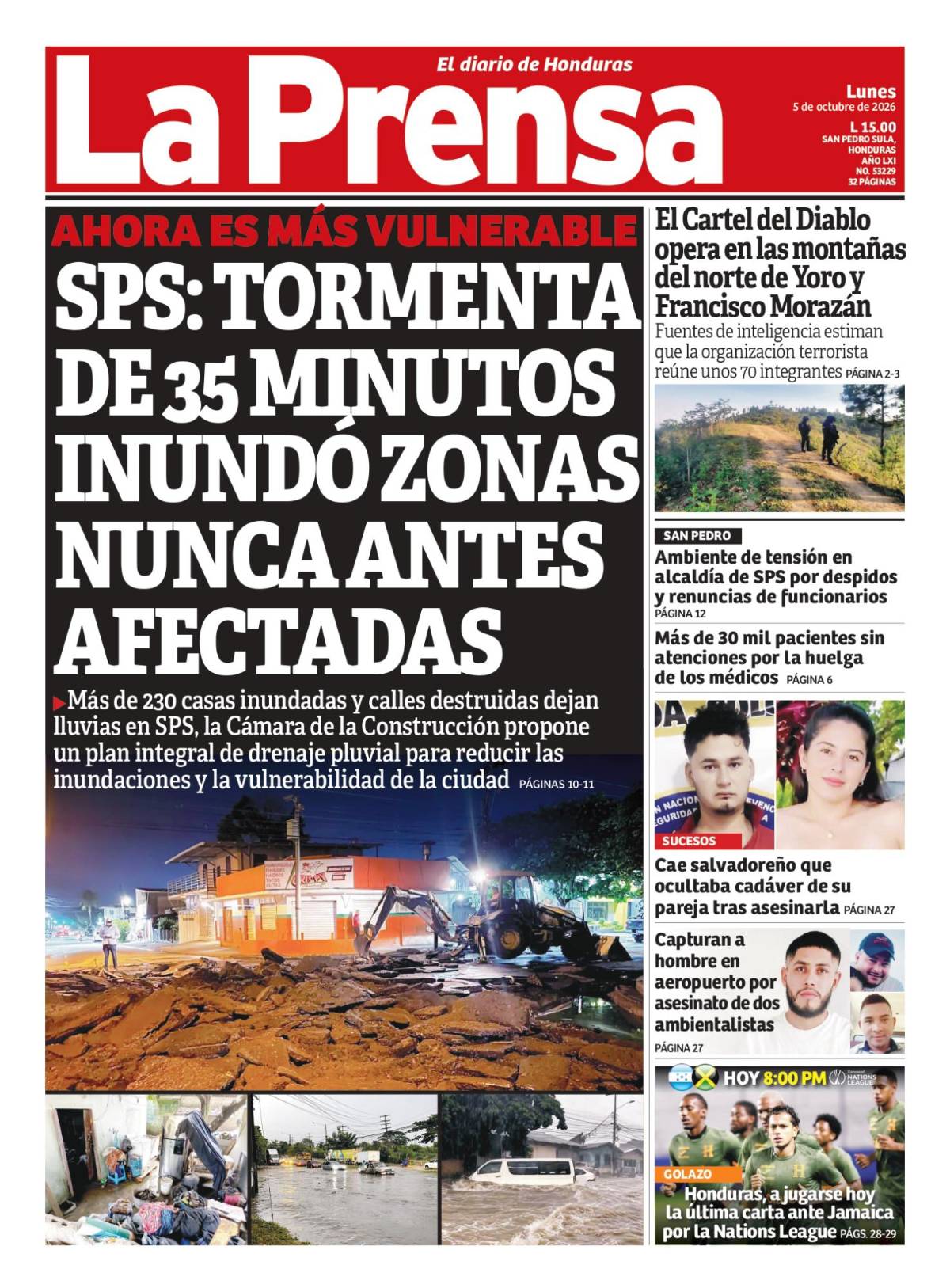 Portada de la edición impresa de DIARIO LA PRENSA de este lunes 5 de octubre de 2026.