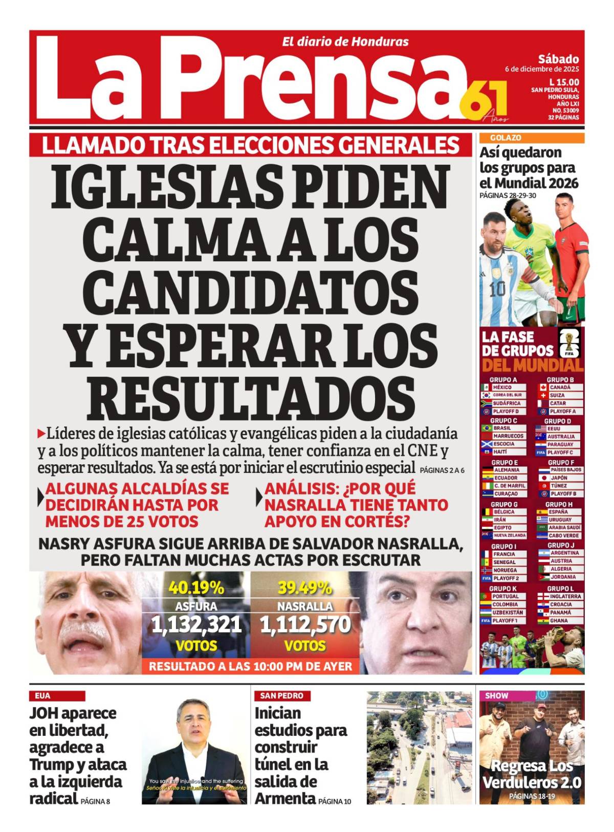 Iglesias piden calma a los candidatos y esperar los resultados