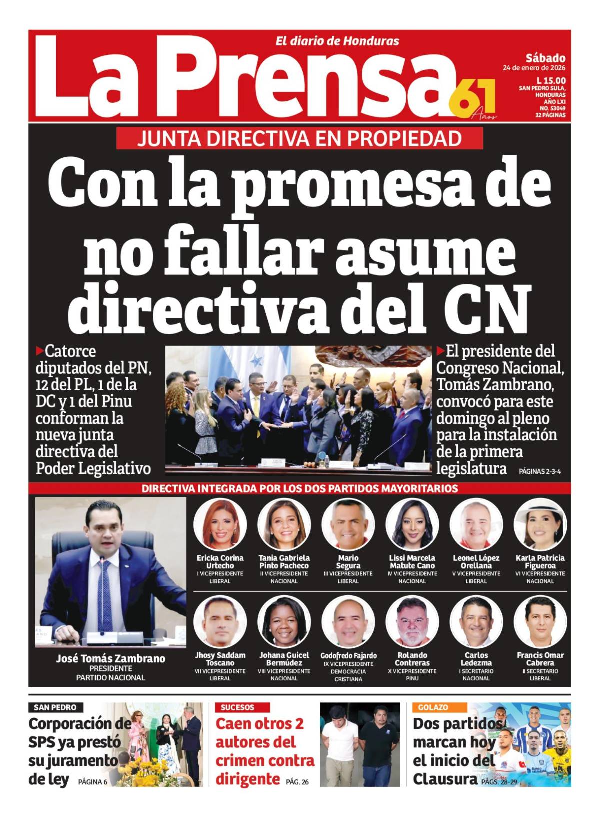 Con la promesa de no fallar asume directiva del CN
