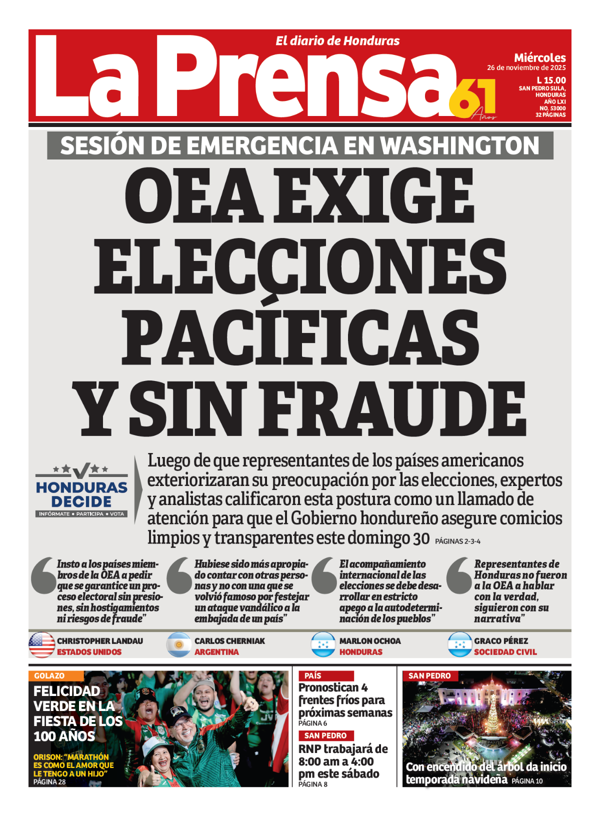 OEA exige elecciones pacíficas y sin fraude