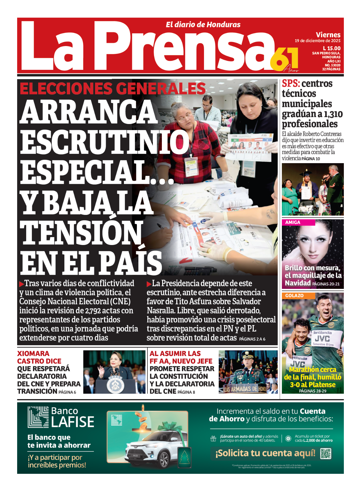 Arranca escrutinio especial ... y baja la tensión en el país