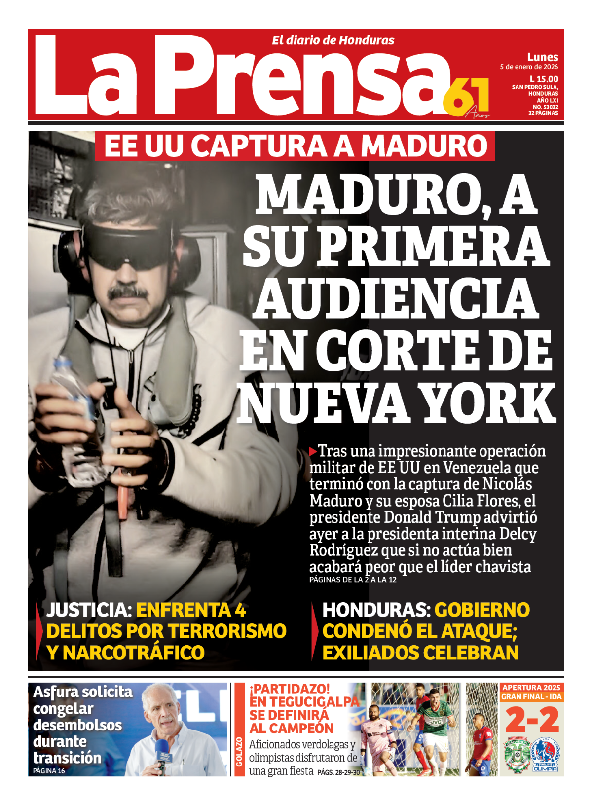 Maduro, a su primera audiencia en corte de Nueva York