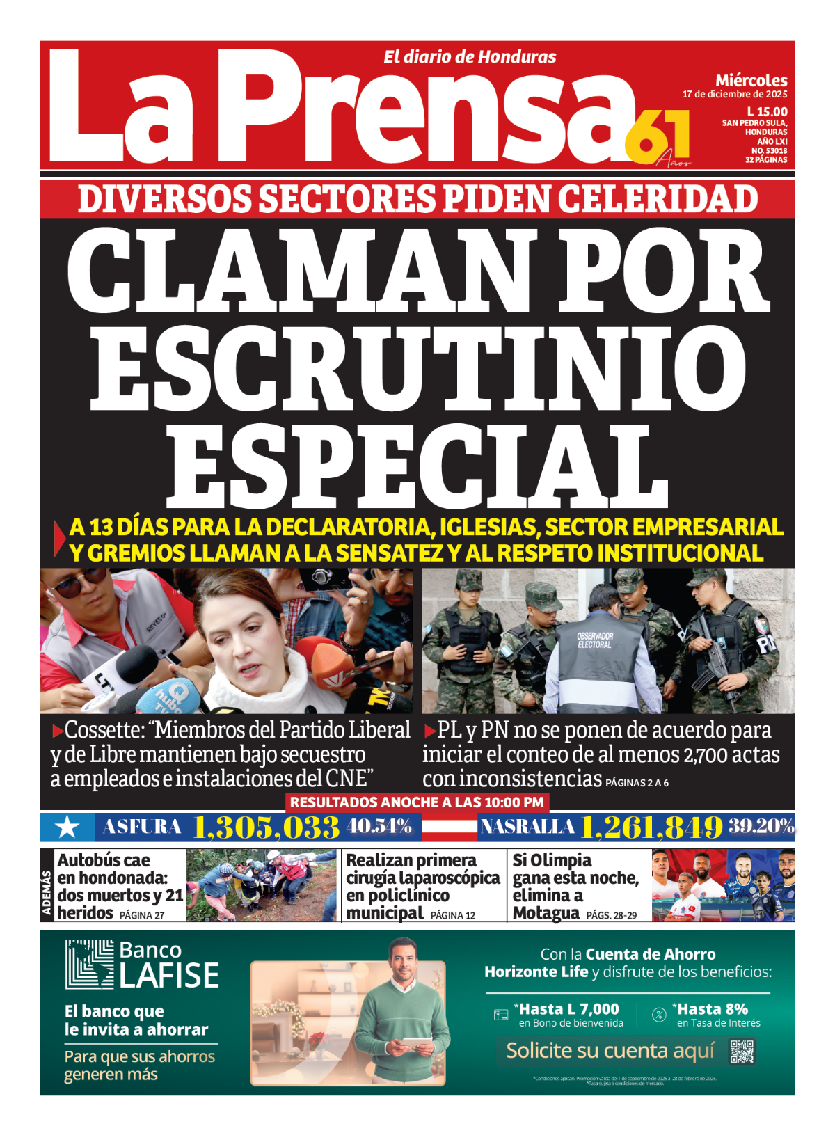 Claman por escrutinio especial