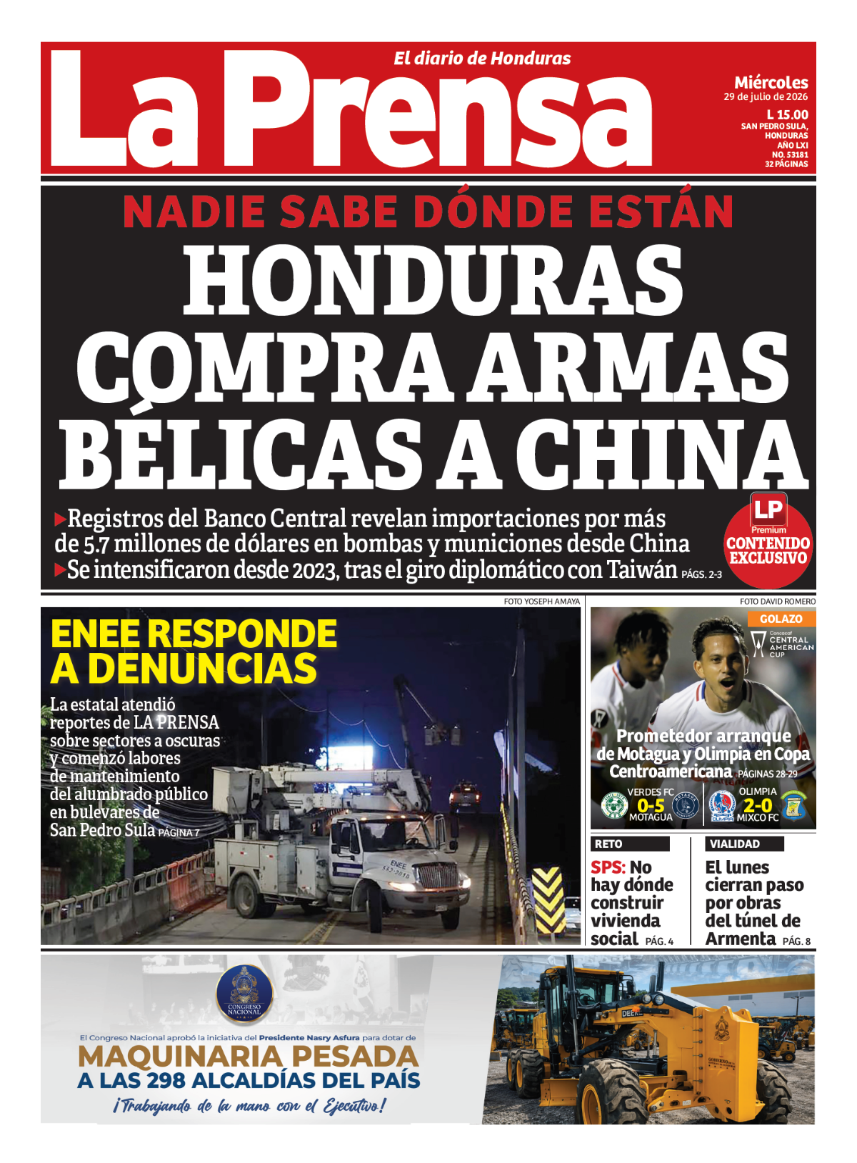 Honduras compra armas bélicas a China