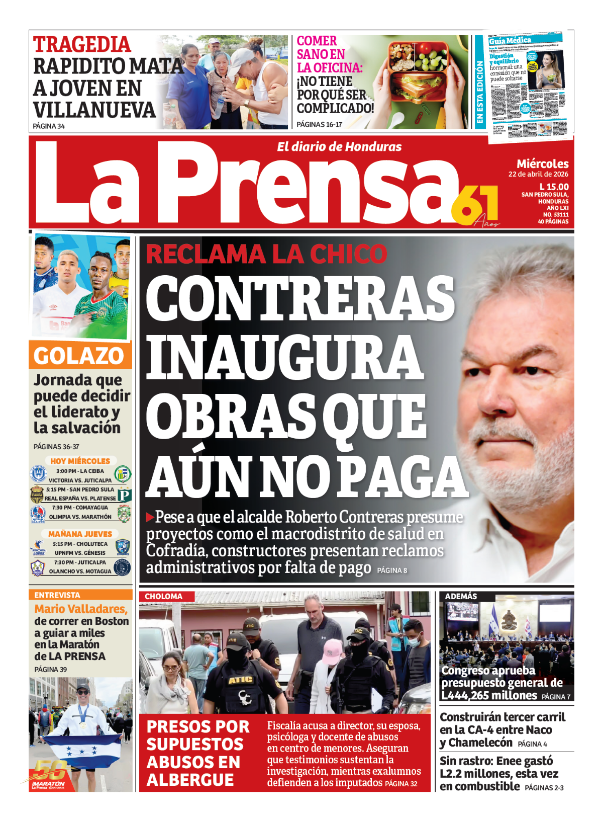 Contreras inaugura obras que aún no paga