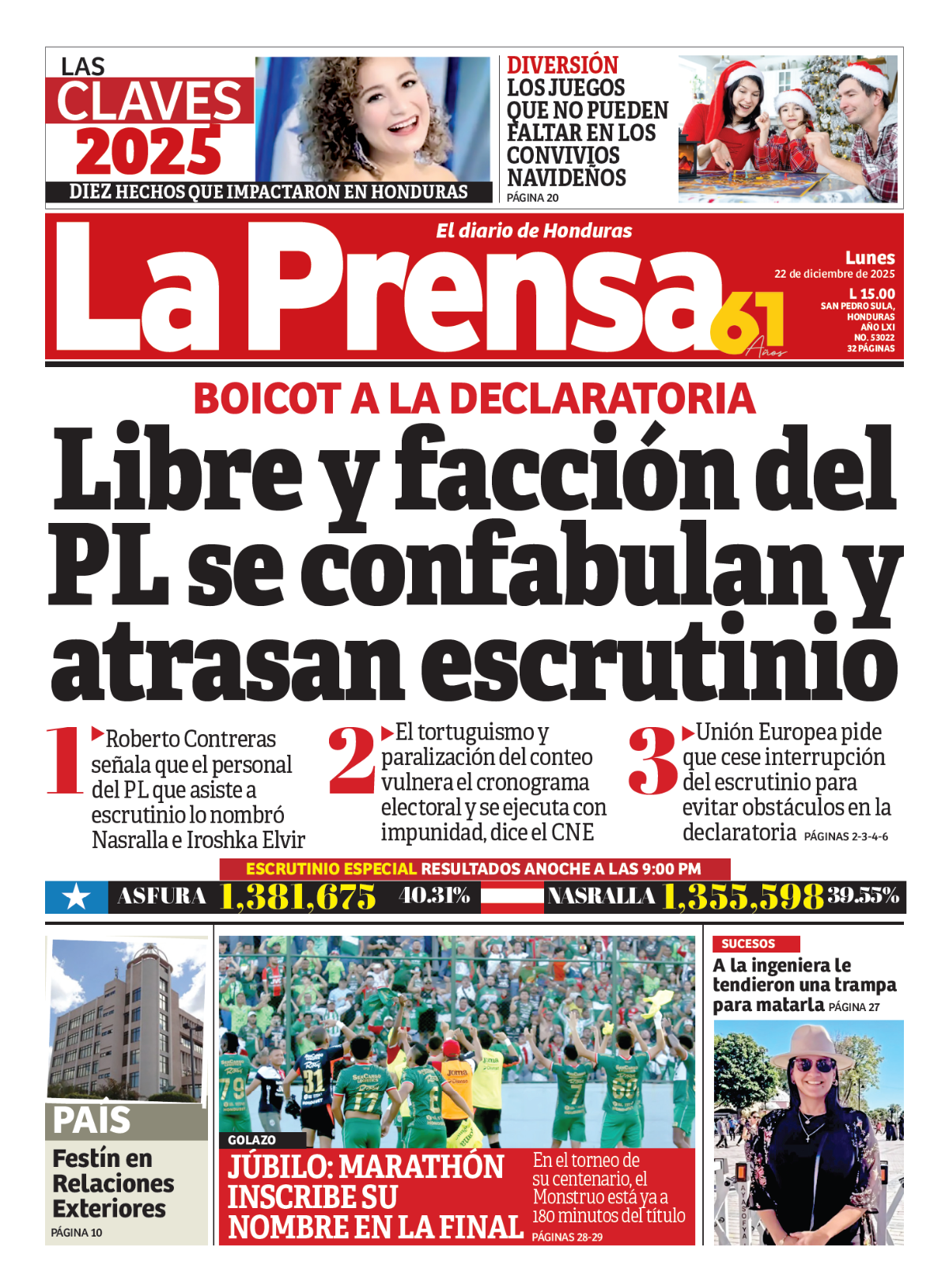 Libre y facción del PL se confabulan y atrasan escrutinio