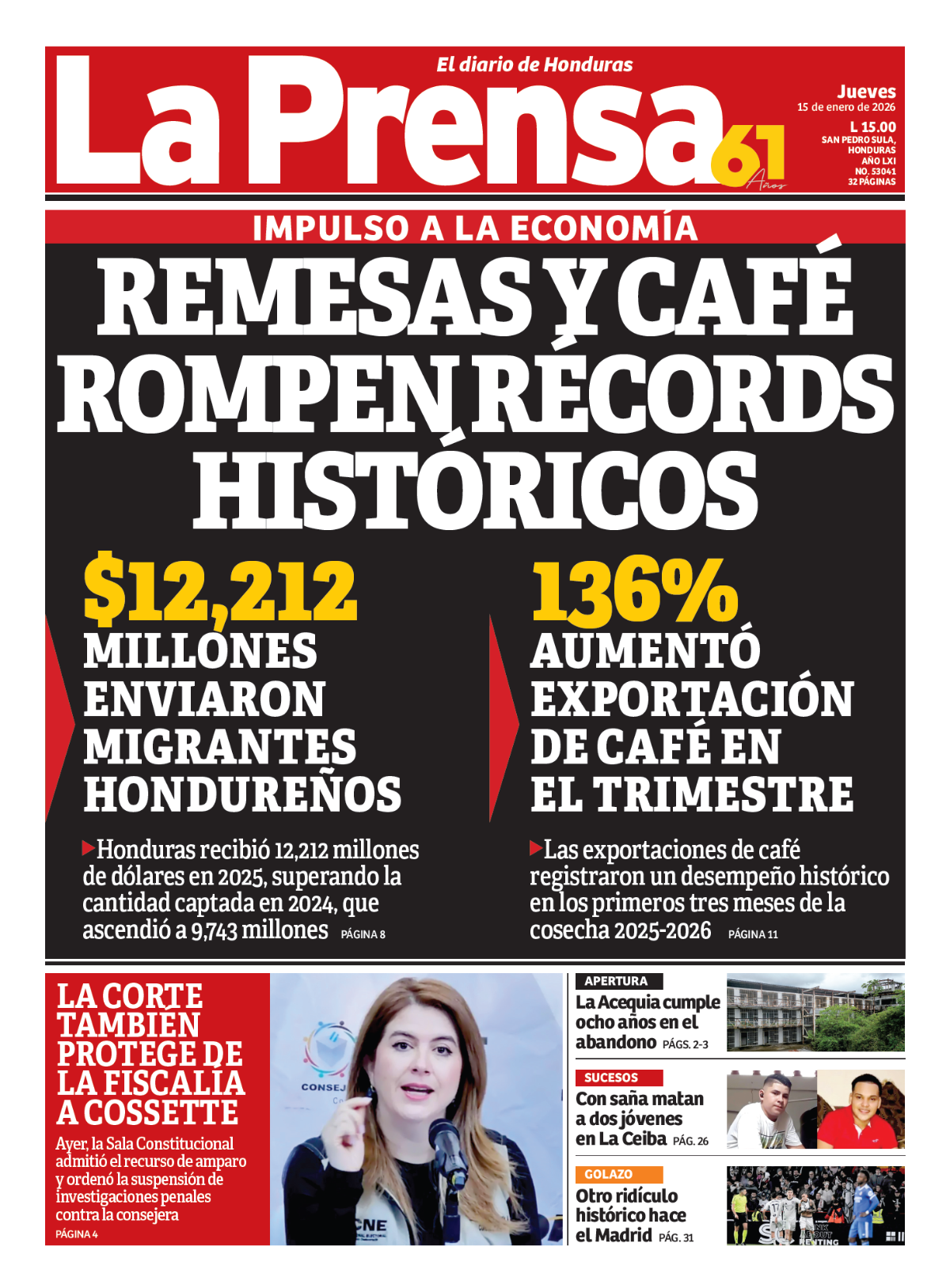 Remesas y café rompen récords históricos