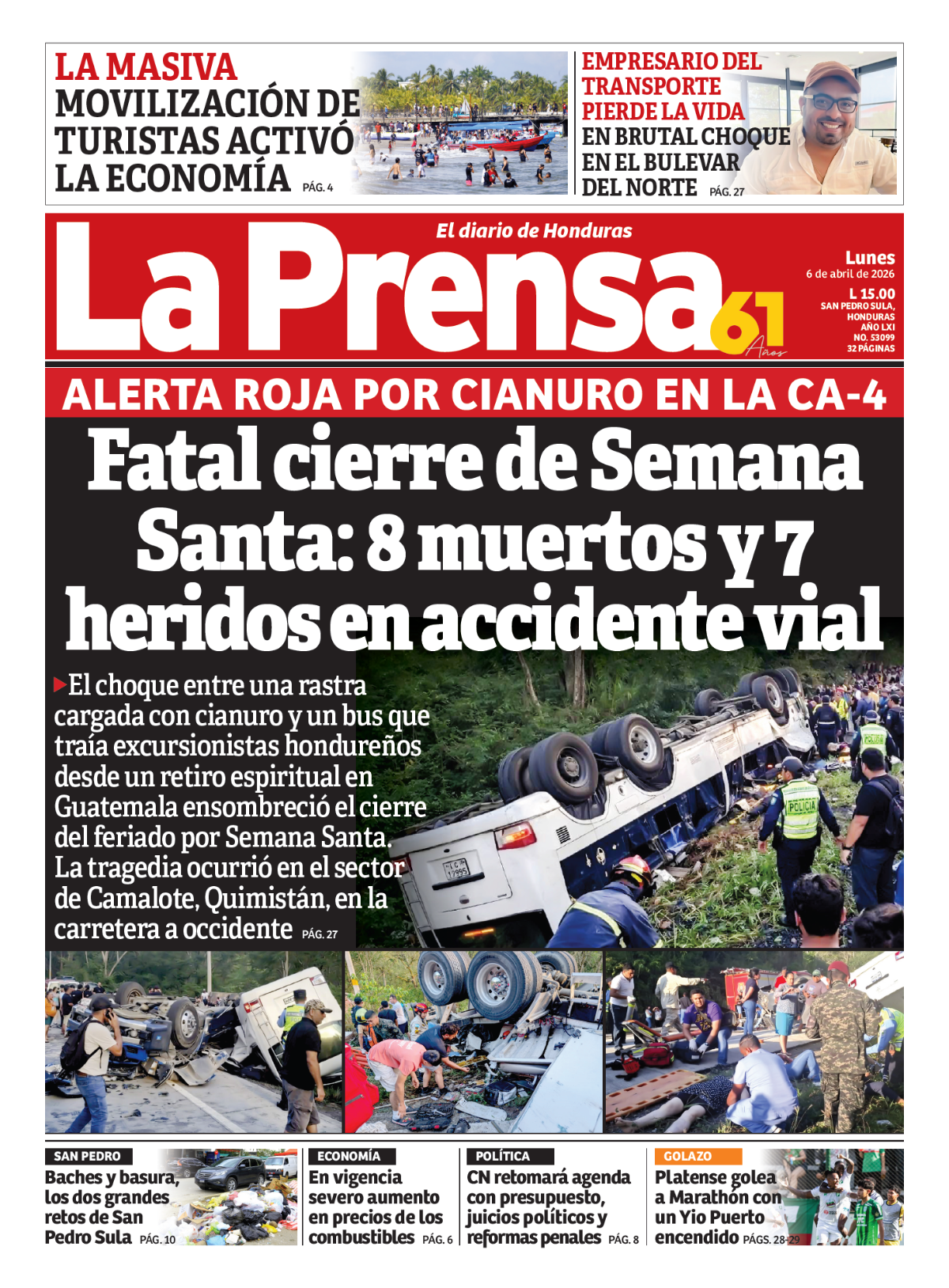 Fatal cierre de Semana Santa: 8 muertos y 7 heridos en accidente vial