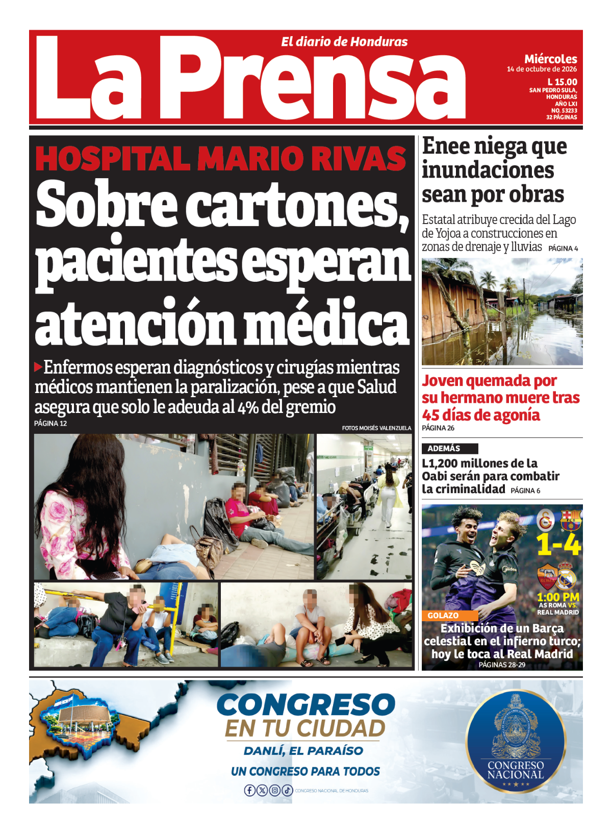 Sobre cartones, pacientes esperan atención médica