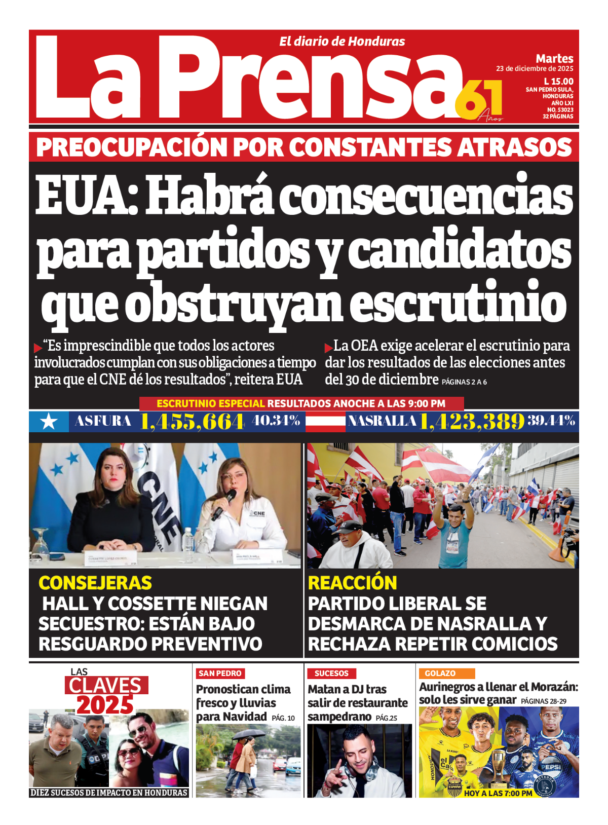 EUA: Habrá consecuencias para partidos y candidatos que obstruyan escrutinio