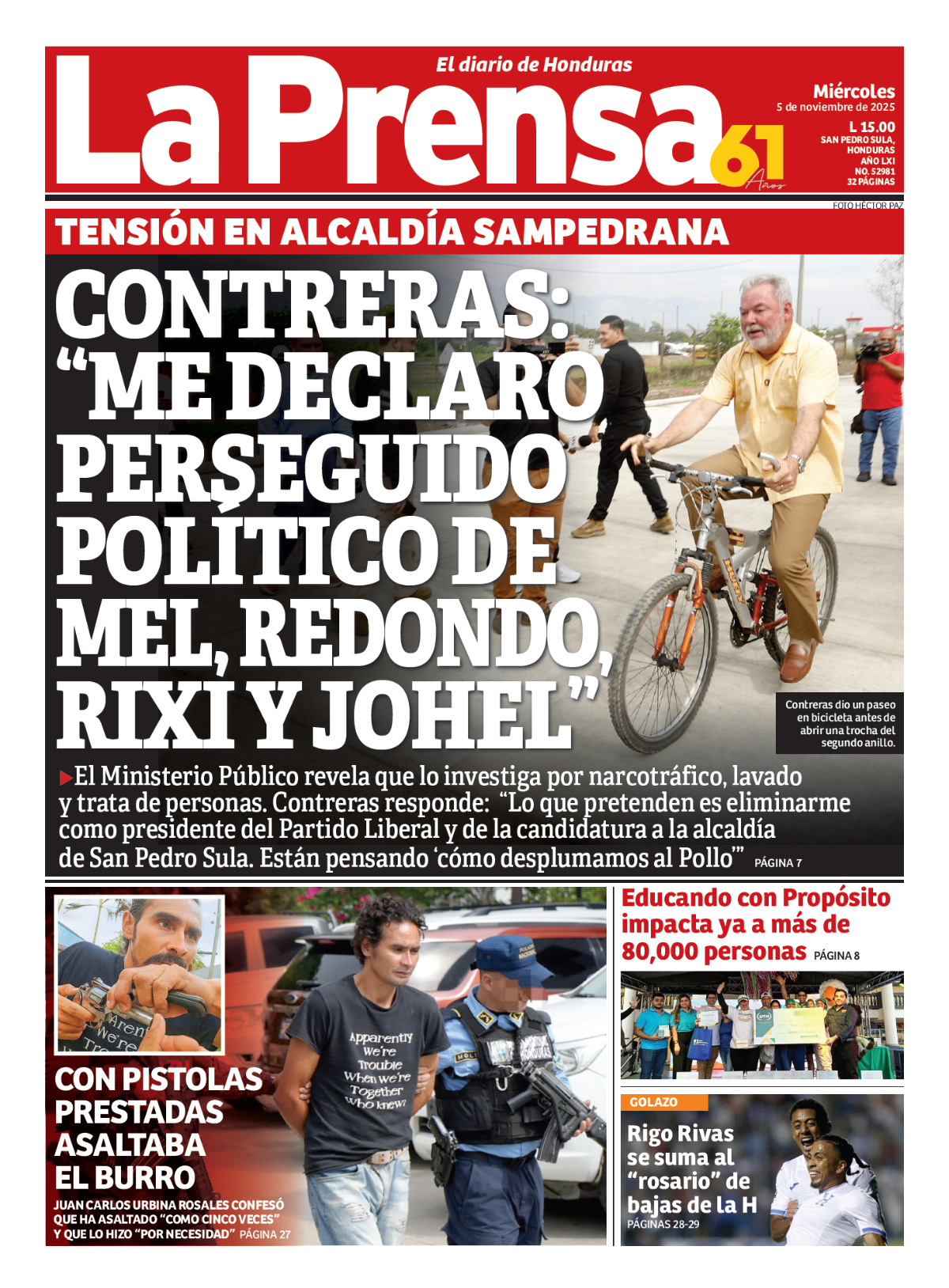 Contreras: Me declaro perseguido político de Mel, Redondo, Rixi y Johel