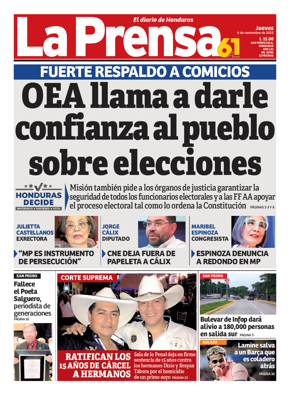 OEA llama a darle confianza al pueblo sobre elecciones