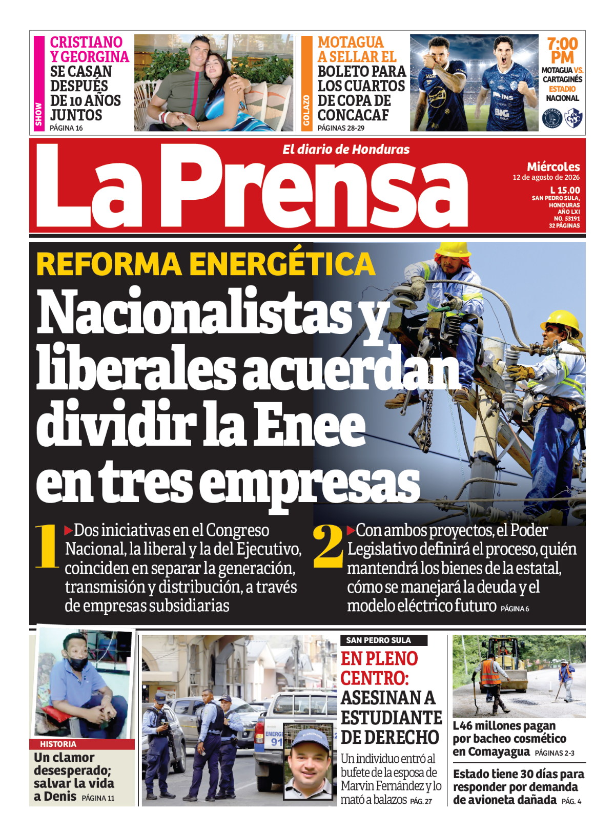Nacionalistas y liberales acuerdan dividir la Enee en tres empresas