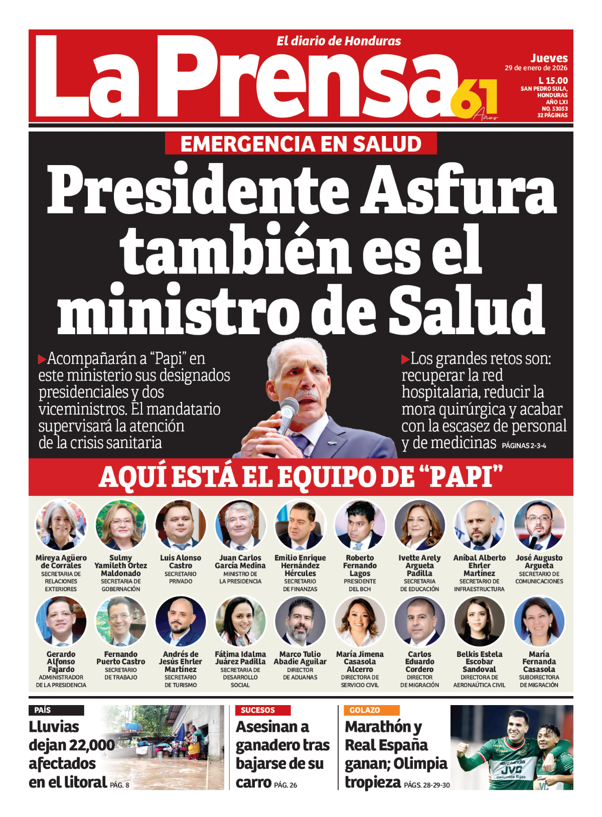 Presidente Asfura también es el ministro de Salud