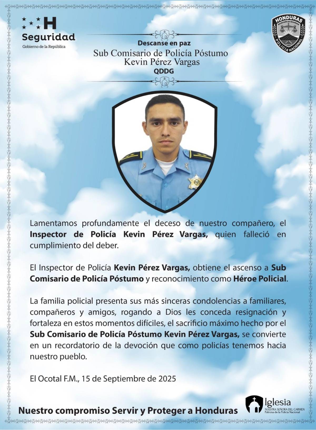 ¿Quién era Kevin Pérez, el héroe policial que murió ahogado rescatando a niños en SPS?