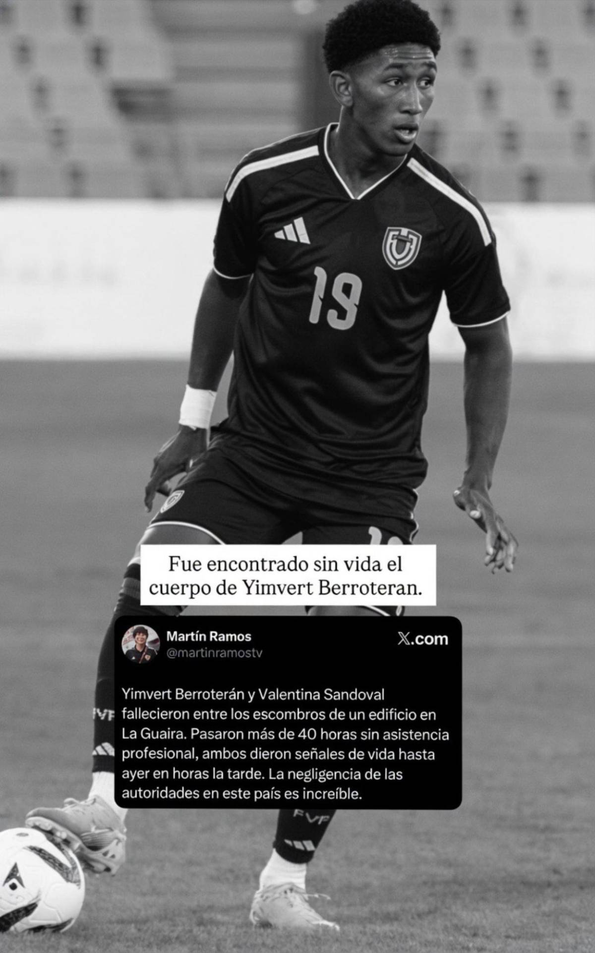 Luto: Encuentran muerto a futbolista tras devastador terremoto en Venezuela