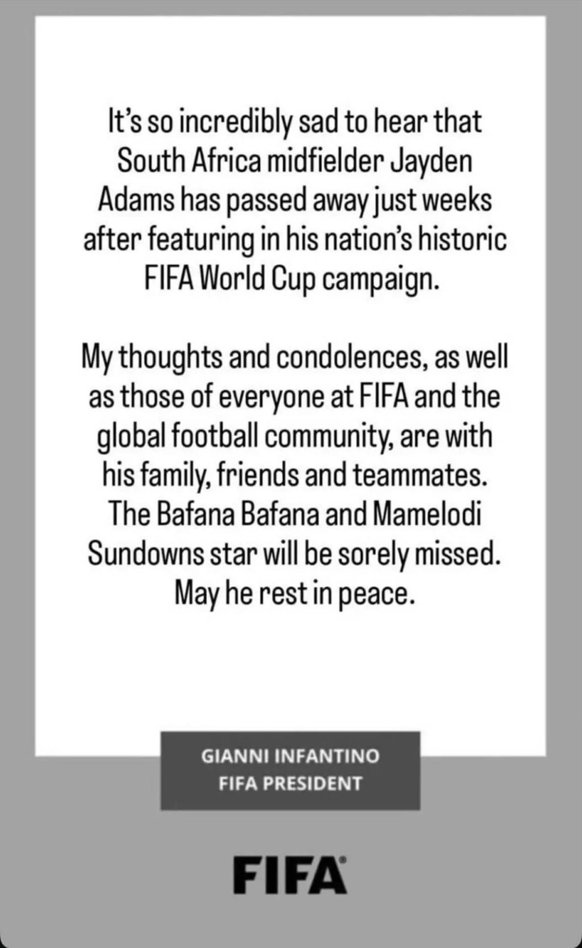 El doloroso mensaje de despedida de la novia de Jayden Adams tras la muerte del futbolista