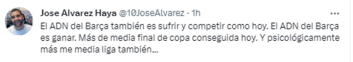 José Álvarez Haya de El Chiringuito: “El ADN del Barça también es sufrir y competir como hoy. El ADN del Barça es ganar. Más de media final de copa conseguida hoy. Y psicológicamente más me media liga también...”