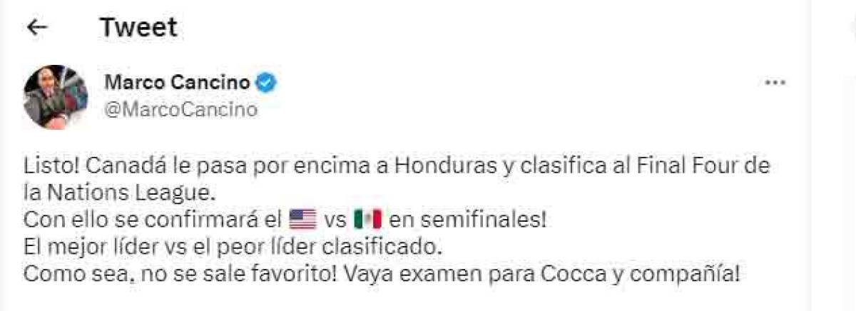 Los periodistas mexicanos han reaccionado con temor ya que debido a este resultado, la selección de México se enfrentará a Estados Unidos en semifinales del Final Four de la Nations League.