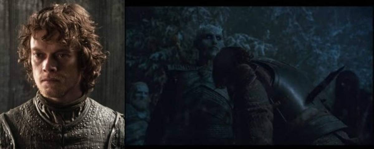 Theon Greyjoy<br/><br/>Theon había comenzado su redención antes de que comenzara la batalla, primero rescatando a su hermana Yara, luego decidiendo volver a unirse a los Starks en lugar de huir, y defiende a Bran del Rey de la Noche. Todo llega a un punto crítico cuando el Rey llega a Godswood y Theon corre directamente hacia él, sabiendo que está a punto de morir. <br/><br/>Al menos Bran pudo decirle a Theon que era un buen hombre antes de que este muriera.