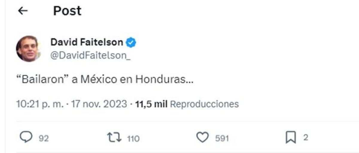 Faitelson se rindió y destacó a la Bicolor: “Bailaron a México en Honduras”, expresó. 