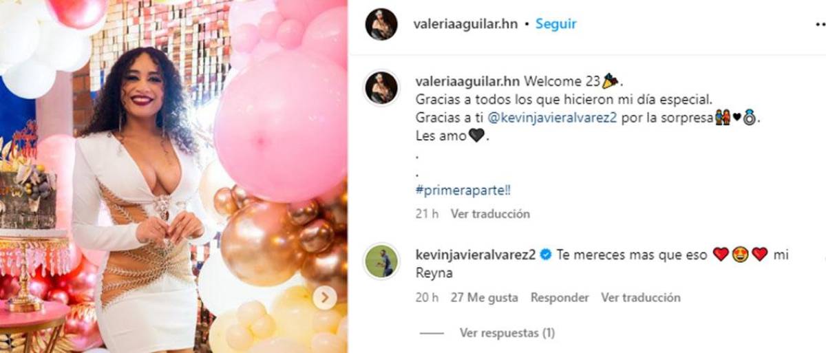 ”Gracias a ti Kevin Álvarez. Le amo”, señaló Valeria y el futbolista le respondió: “Te mereces más que eso, mi reina”. 