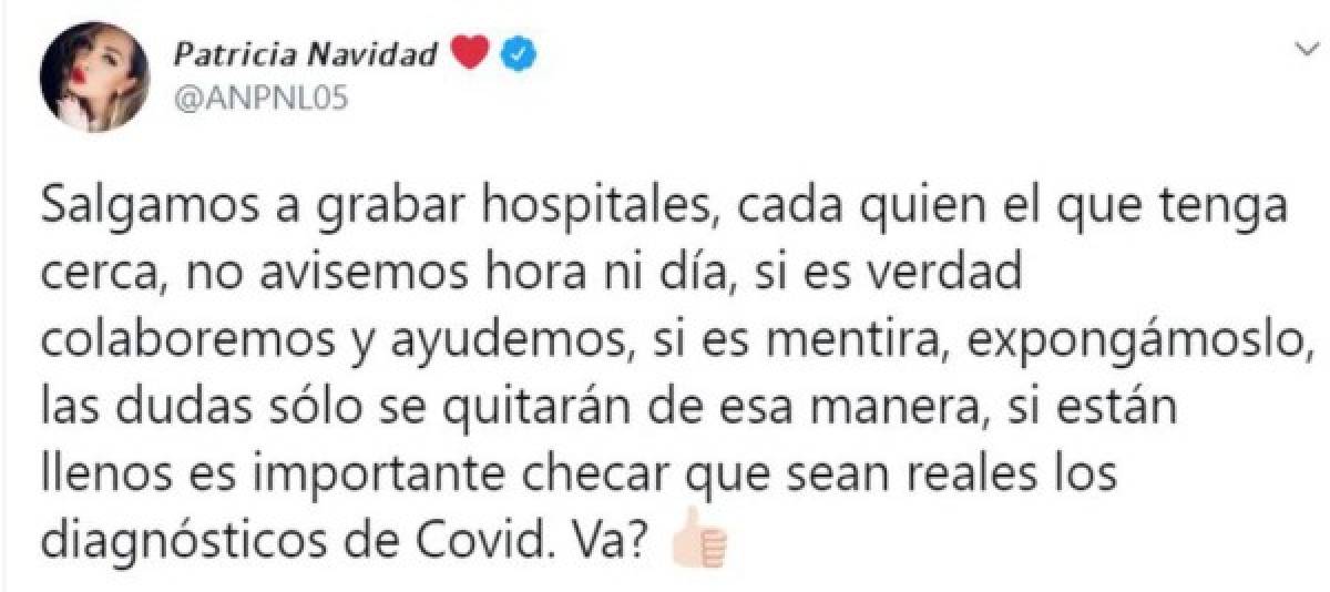 Paty Navidad ha incitado a la población a exponerse al contagio para comprobar que no existe tal virus. México tiene a la fecha casi 500 mil infectados y unos 55 mil muertes por COVID-19.