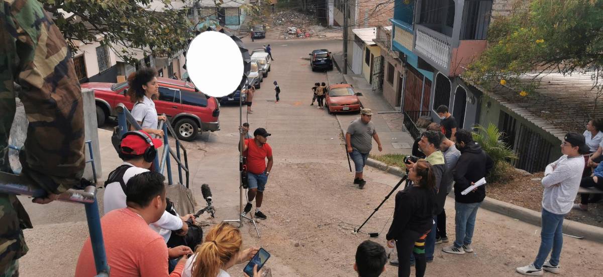 Momento en el que se realizaba uno de los rodajes del corto.