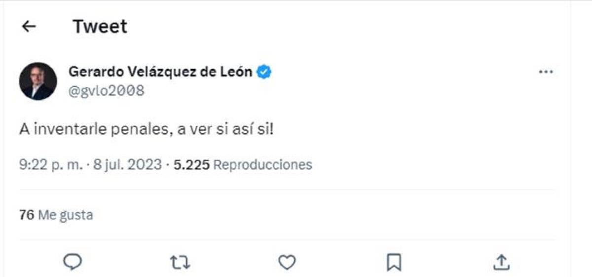 El periodista mexicano Gerardo Velásquez de León de TV Azteca cuestionó el penal sancionado por Said Martínez: “A inventar penales, a ver si así si”, dijo.