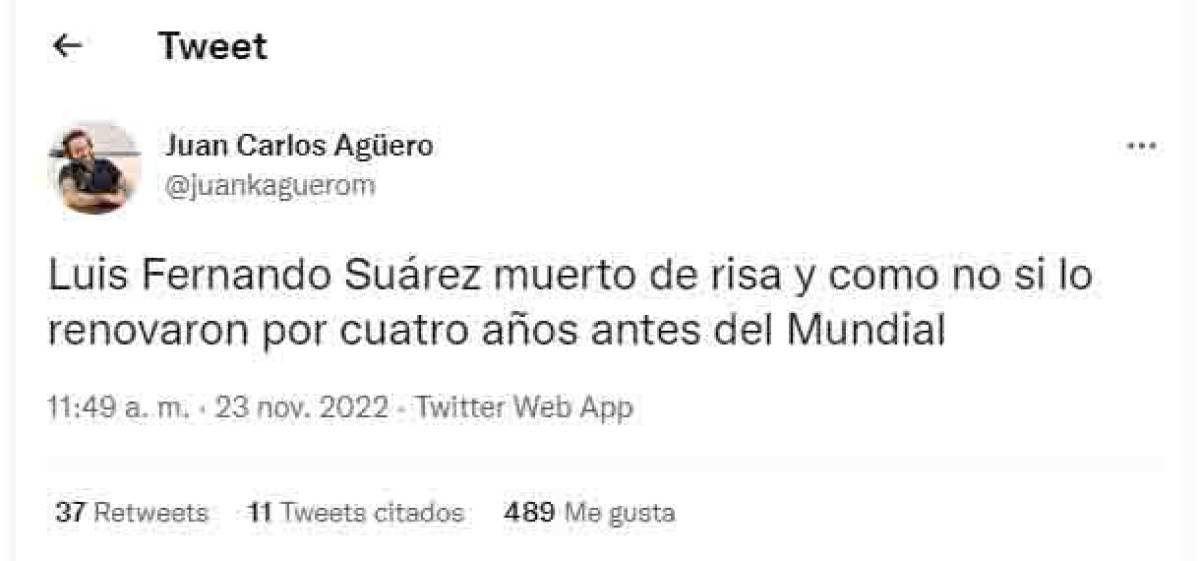 Luis Fernando Suárez es objeto de críticas no solo por el abultado marcador, también porque fue captado sonriendo en el momento del séptimo gol de España.