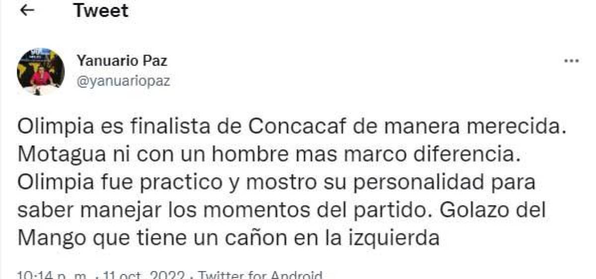 El experimentado periodista Yanuario Paz y su punto de vista sobre el pase a la final del Olimpia en la Liga Concacaf.