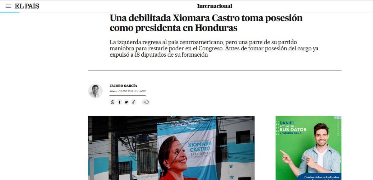 Repasamos la cobertura de los principales medios de la región a la histórica toma de posesión que se celebra este jueves en Tegucigalpa.