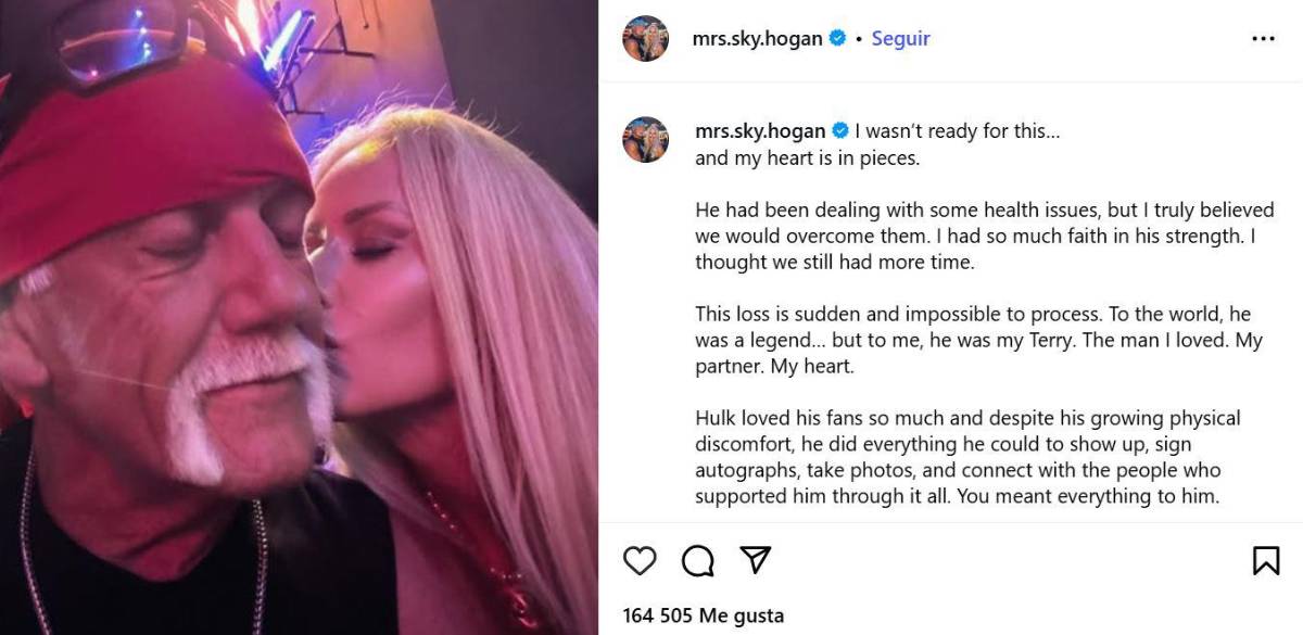 El desgarrador mensaje de Sky, la viuda de Hulk Hogan, tras su muerte