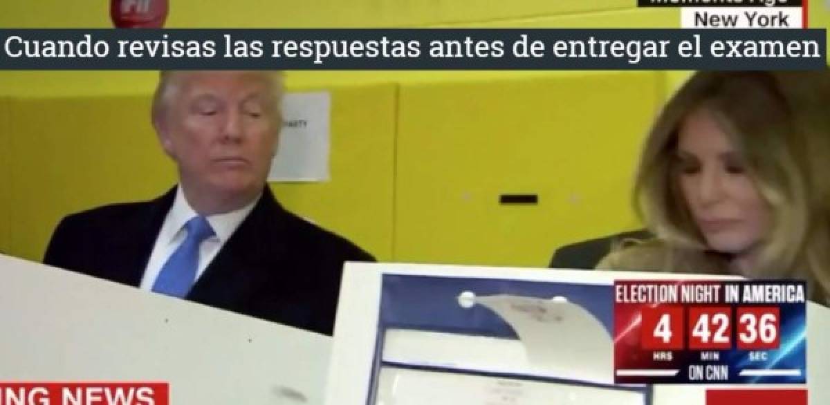 Donald Trump llegó acompañado de su esposa Melania a votar en un centro electoral de Nueva York.