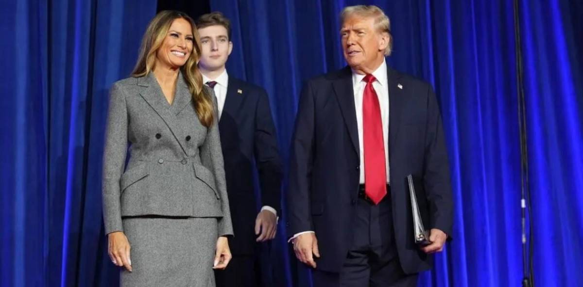 El presidente electo Donald J. Trump con Melania Trump durante la noche de las elecciones.