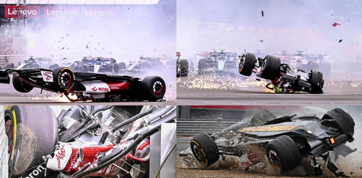 Este domingo se produjo un espeluznante accidente en el Gran Premio de Gran Bretaña de Fórmula 1 en donde tres pilotos se vieron involucrados. Tres pilotos se vieron involucrados y están vivos de milagro.