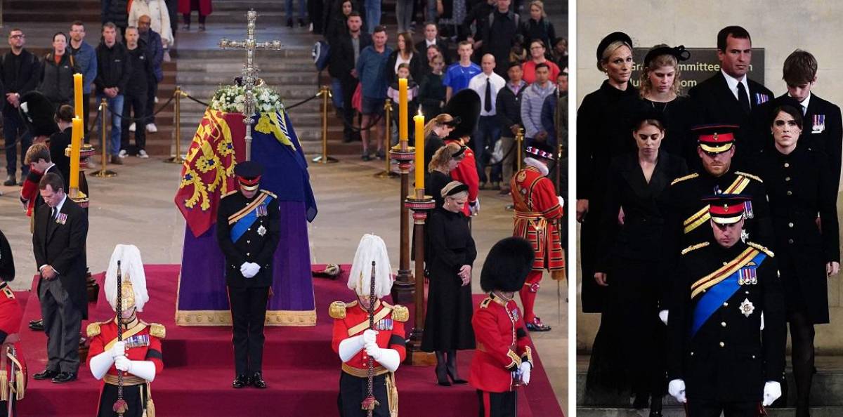 Los ocho nietos de Isabel II, entre ellos los príncipes William y Harry velaron juntos el féretro de la difunta reina, mientras mandatarios de todo el mundo, con Joe Biden en cabeza, llegan a Londres para el funeral de Estado del lunes.