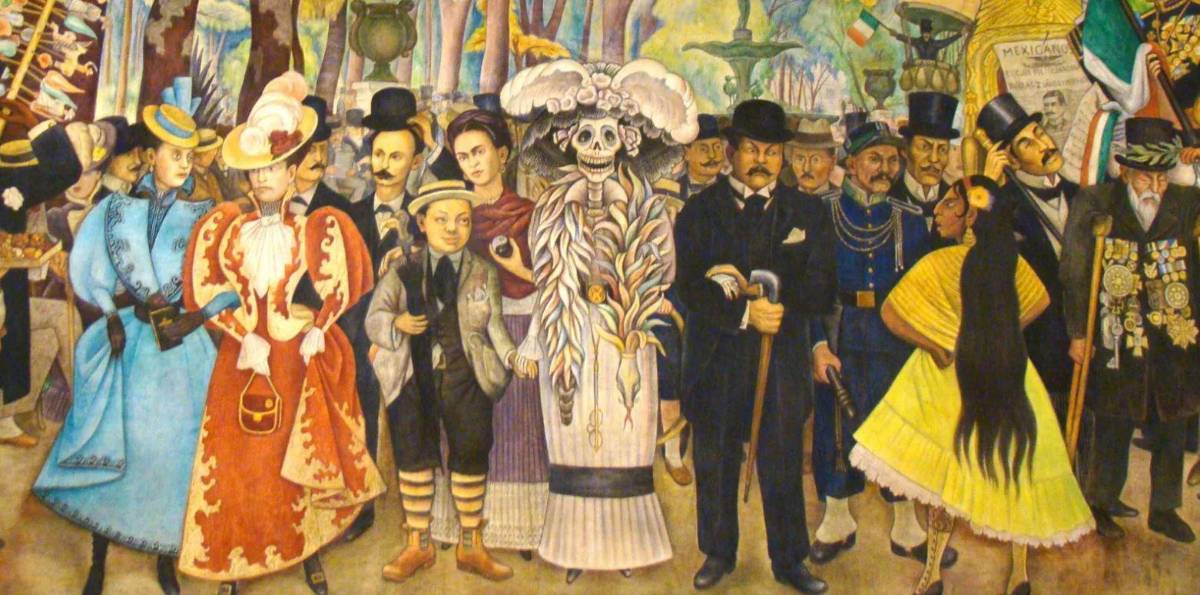 El mural de Diego Rivera, “Sueño en una tarde dominical en la Alameda”, muestra a La Catrina.