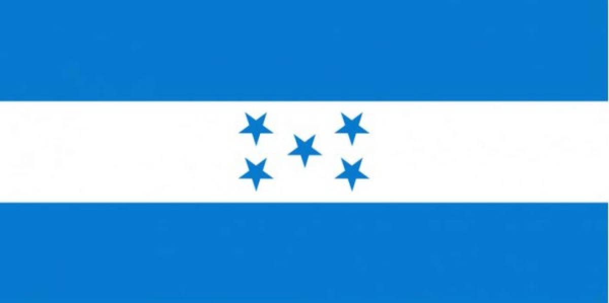 1866 - 1898 Bandera de Honduras que tenía cuatro estrellas azules juntas sobre la franja blanca y una en el centro de las cuatro estrellas. Cabe mencionar que las estrellas estaban ligeramente rotada a la derecha.