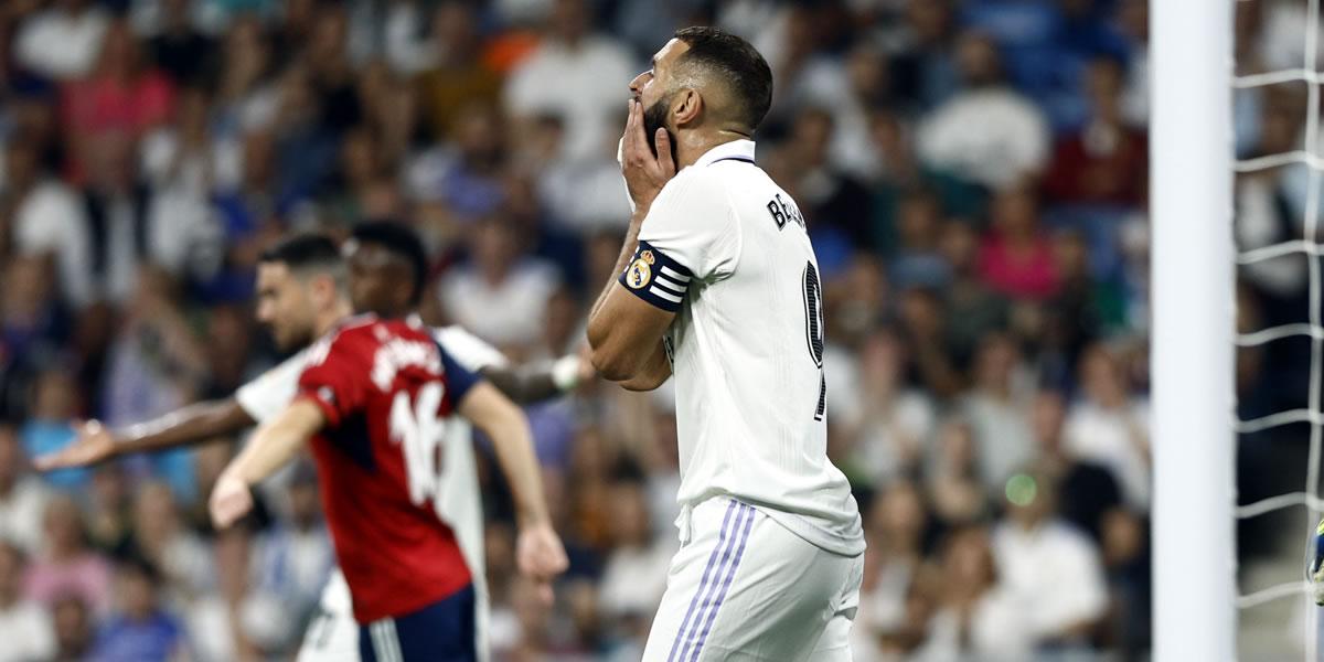 ¡Benzema falló un penal! Real Madrid tropezó con Osasuna y perdió la cima de la Liga Española