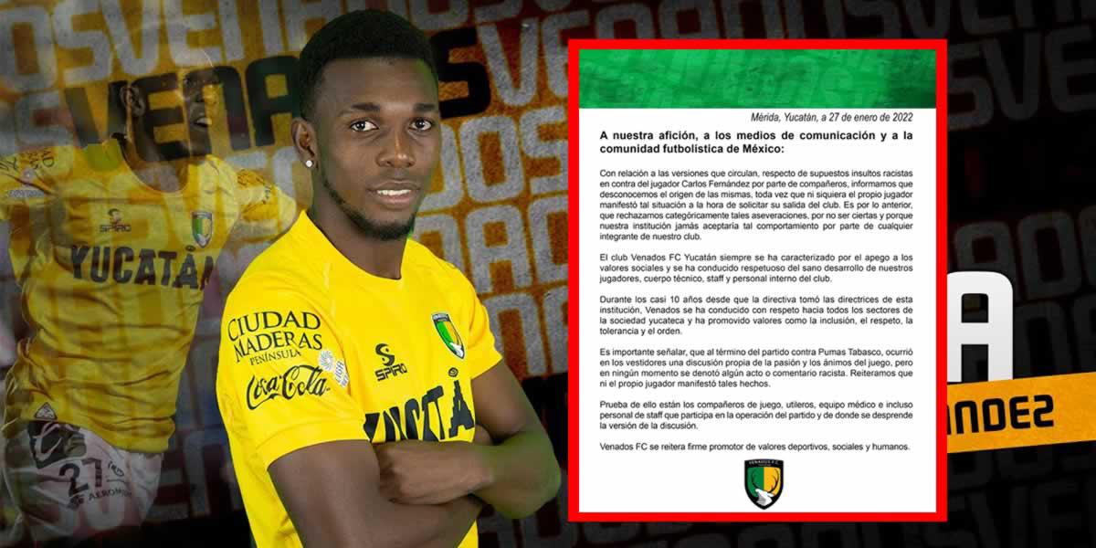 Venados FC se pronuncia sobre la salida del hondureño Carlos ‘Muma’ Fernández y niegan insultos racistas