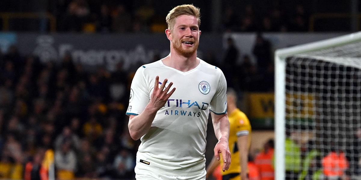 Manchester City aplasta al Wolverhampton con póker de Kevin de Bruyne y roza la Premier League