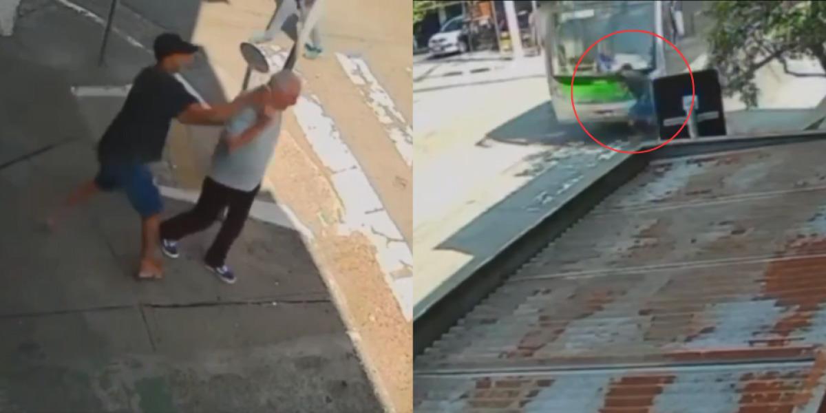 Video: ladrón muere arrollado por bus tras robar celular a anciano