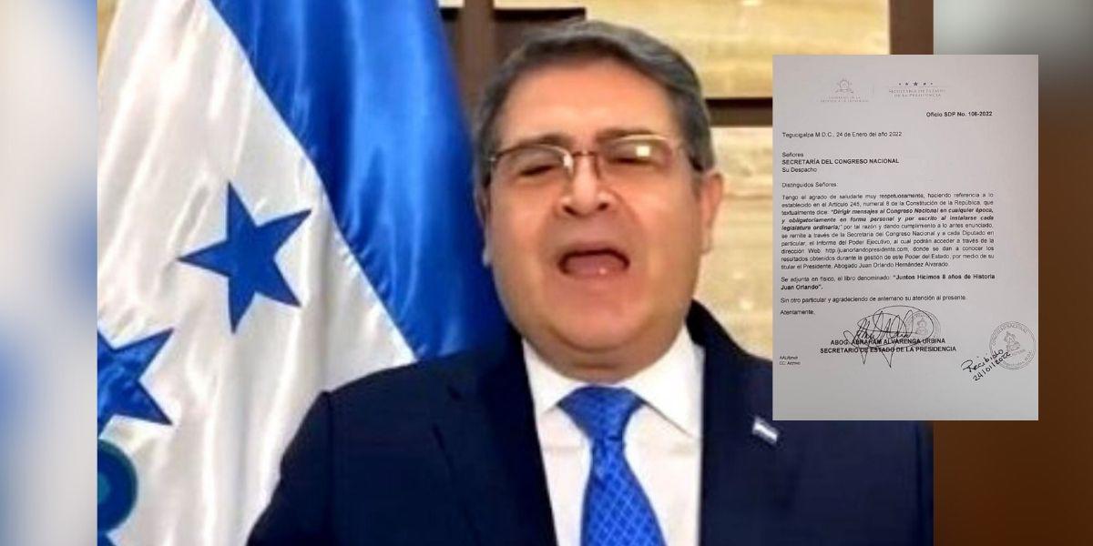 Juan Orlando Hernández envía informe al Congreso Nacional que preside Jorge Cálix